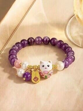 Crystal Beads Cat Bracelet